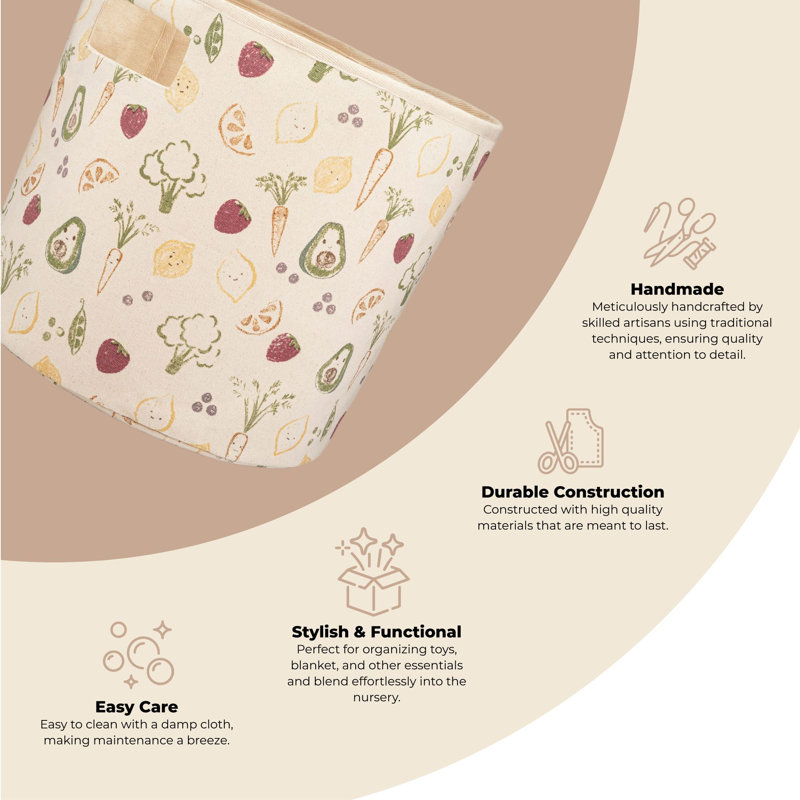 Clementine Fruits & Veggies Canvas Storage Bin