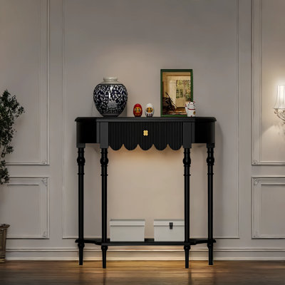 Solid Wood Semi-Circle Entryway Console Cabinet