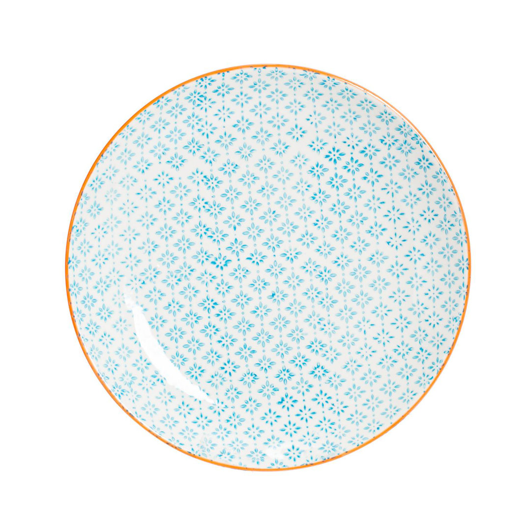Nicola Spring - Hand-Printed Dinner Plate - Blue