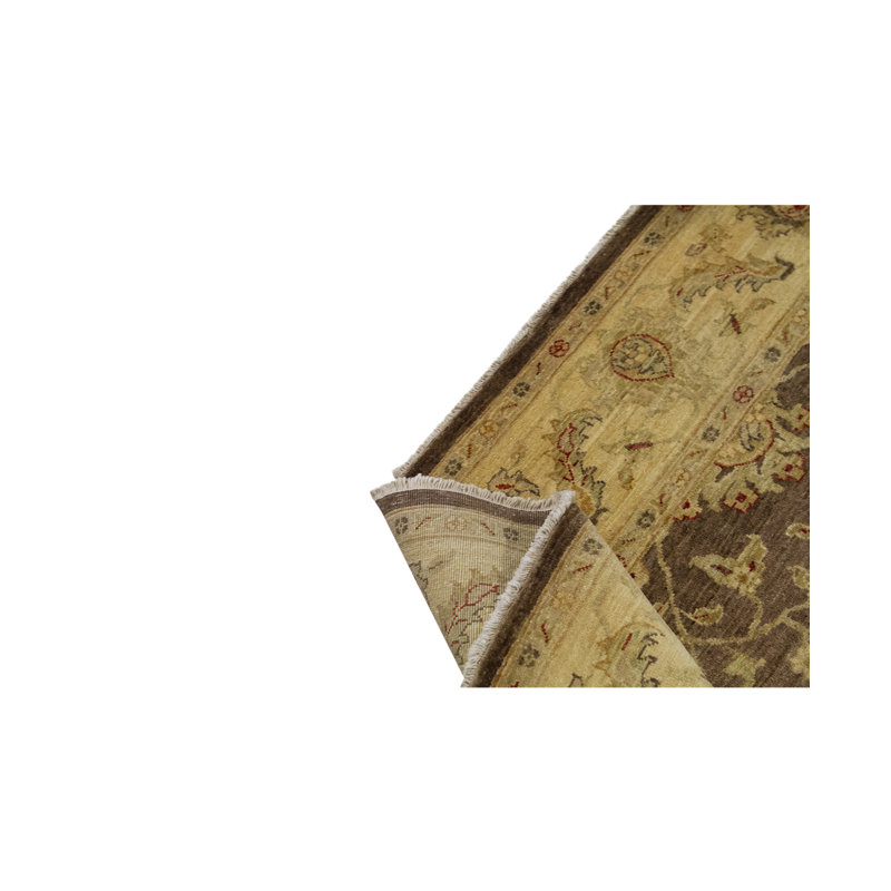 Tapis brun et beige de haute qualité noué à la main Ziegler