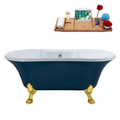 60'' x 32'' Freestanding Soaking Acrylic Bathtub