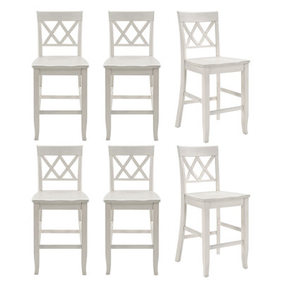 Solid Wood Double X-Back Counter Height Bar Stool