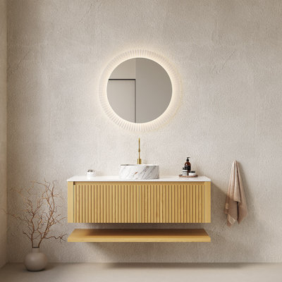 Meuble-lavabo de salle de bain avec lavabo en contreplaqué mural Hizon