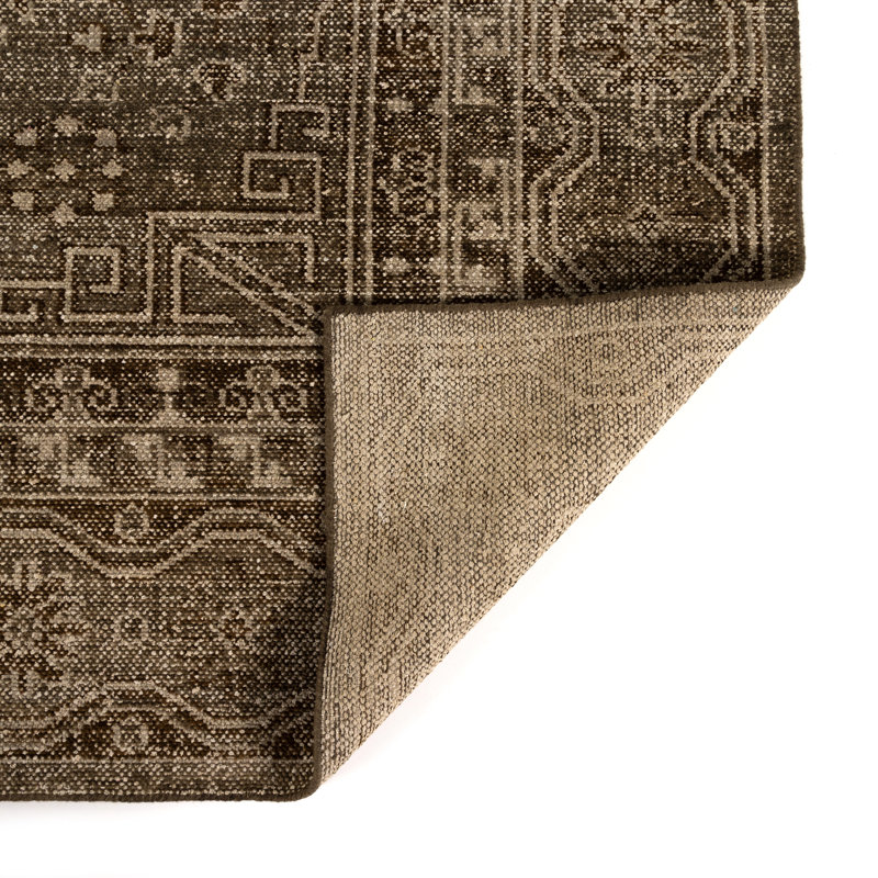 Cortona Hand Knotted Oriental Area Rug in Olive, Rectangle 9' x 12', Olive