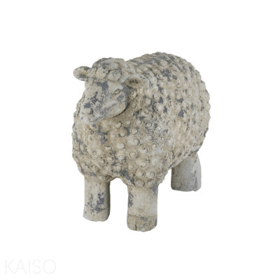 18x9.5x14" Magnesium Sheep Figurine with Weathered White and Gray Finish