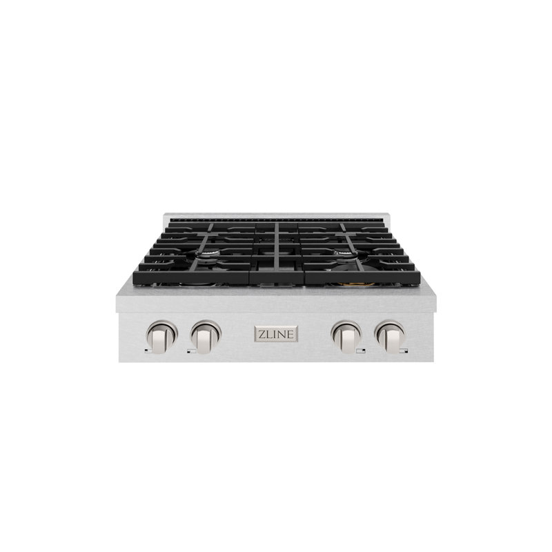 ZLINE 30 in. Paramount Gas Rangetop with 4 Burners and Porcelain Cooktop in Stainless Steel, Durasnow Stainless Steel