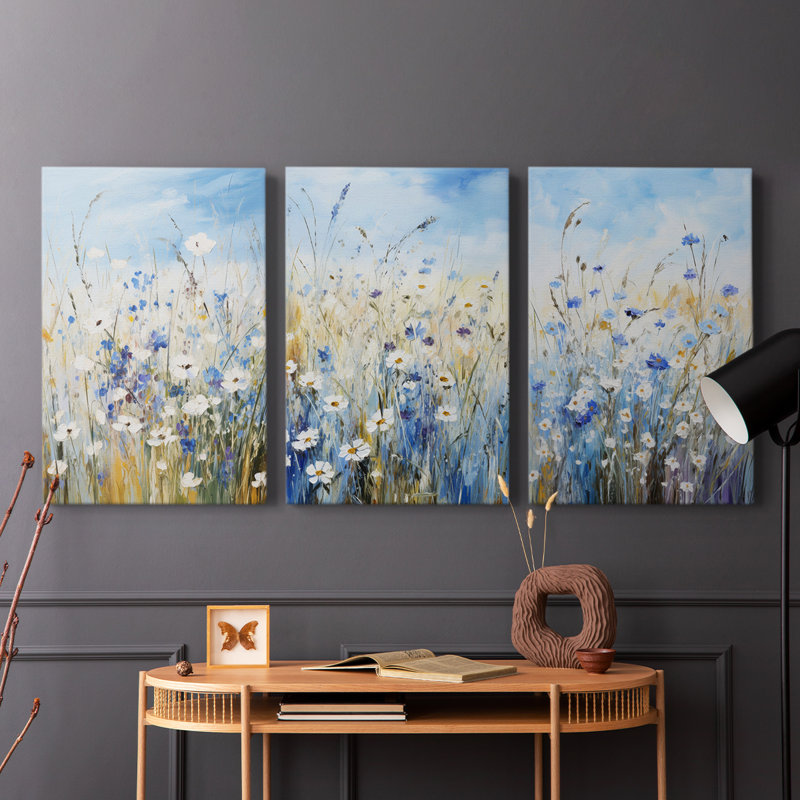 Floral Study Series V - Ensemble de 3 toiles tendues avec châssis - Prêt à être accroché, H 27 po x l 18 po