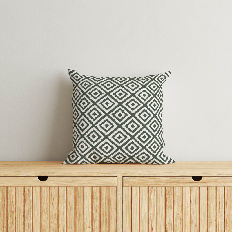 Ikat Grunge Throw Pillow, 18"H x 18"W, Chimichurri/Green Ikat