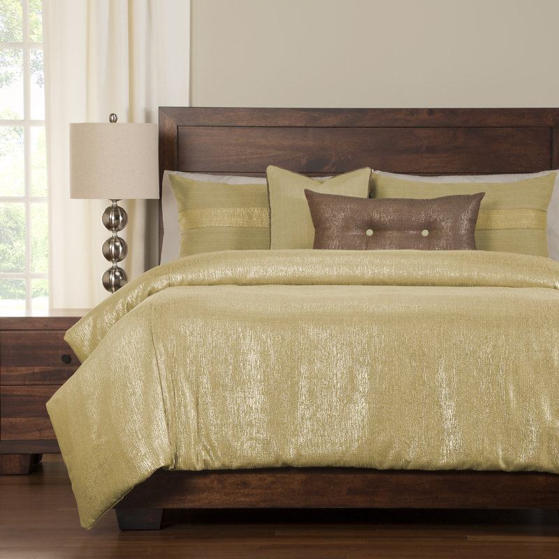 Sparkly Polyester Duvet Cover & Insert, Chardonnay, Full