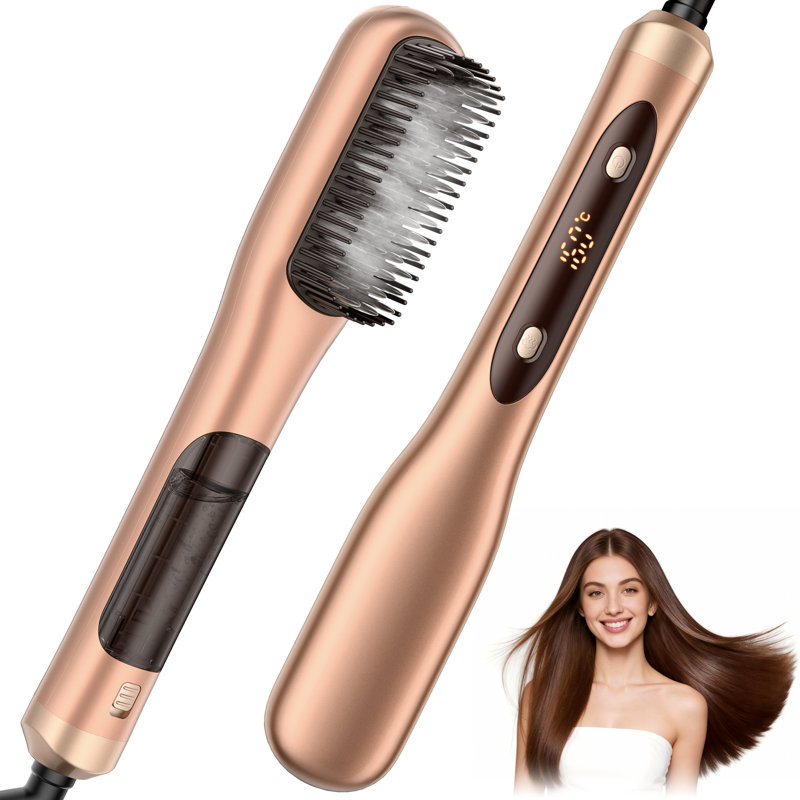 Upgraded Steam Hair Straightener Brush, 3-in-1 Steam Heating & Straightening Brush With Enhanced Hair Protection