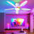 46" White Flush Mount Ceiling Fans with RGB-1458569544-1458569547-1458569540