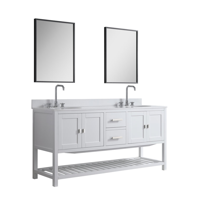 Base de meuble-lavabo 72 po sans plateau Monaco, Blanc
