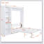 Grand lit escamotable mural avec tablettes, blanc