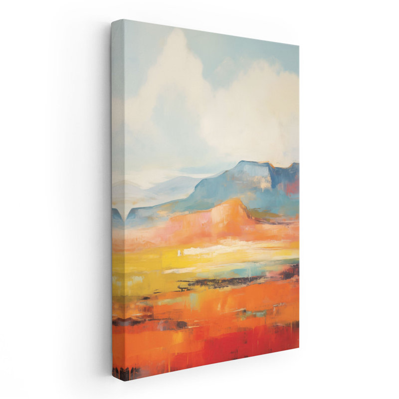 Imprimé abstrait de champs alpins, Toile avec cadre flottant noir, H 12 po x l 8 po x P 1,25 po