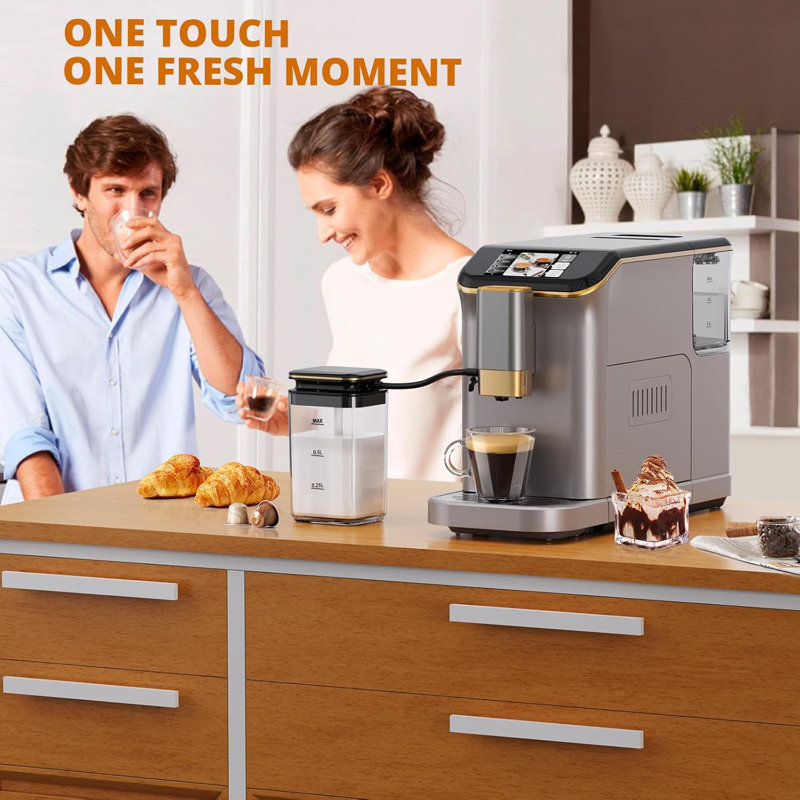 Automatic Espresso Machine, Coffee Machine With Grinder, Espresso Maker With Automatic Milk Frother, 20 Bar Latte Machine, TFT Touch Screen