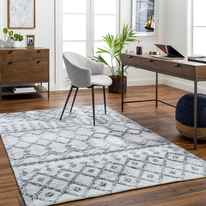 Geometric Area Rug, Rectangle 5' x 7'6", Gray