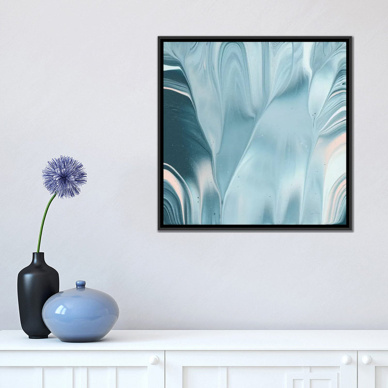 «Flowing Water II», reproduction sur toile tendue, H 18 po x l 18 po x P 1,5 po, Toile avec cadre noir, Pas de tapis