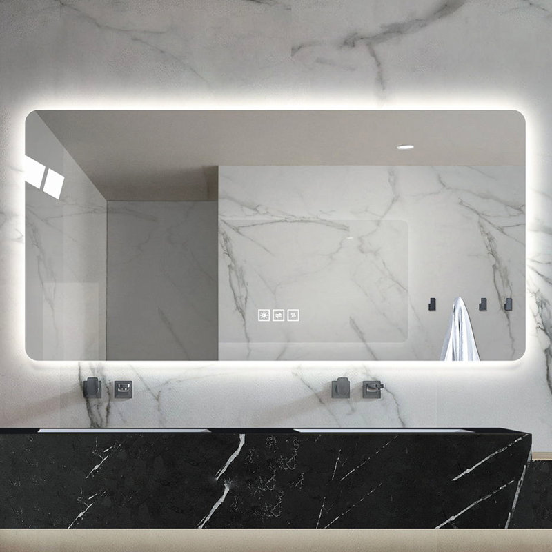 Miroir de salle de bain 28 po x 60 po à DEL, trois couleurs à intensité variable, une fonction de désembuage avec trois couleurs réglables