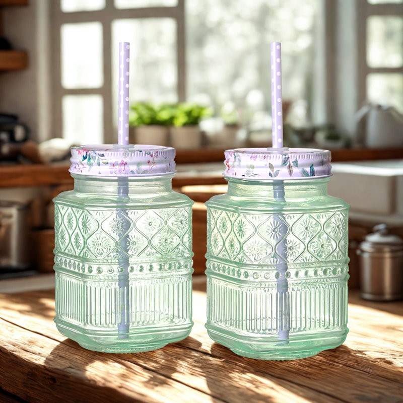 Claro Drinking Mason Jar, Green