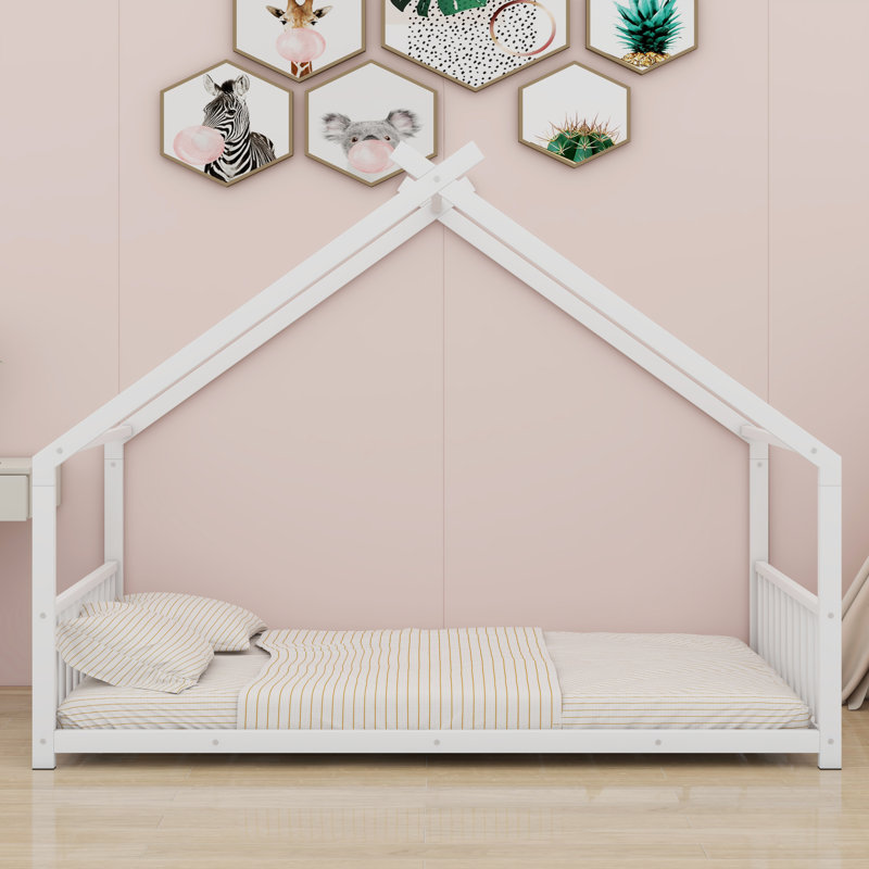 Metal House Bed, Twin, White