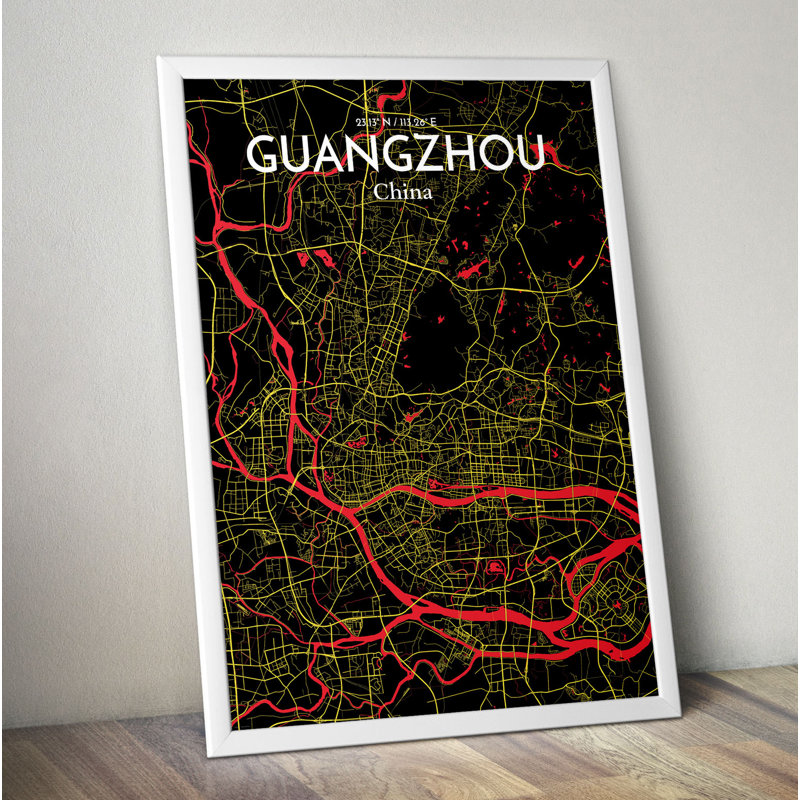 Guangzhou City Map - No Frame Print, 43.2cm H x 27.9cm W x 0.13cm D
