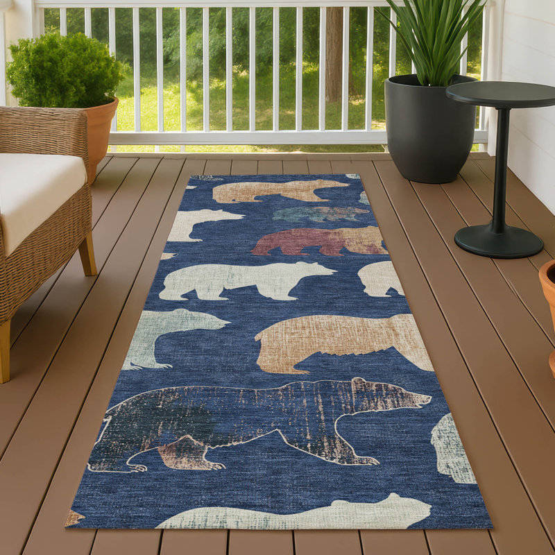 Tapis intérieur / extérieur lavable à la machine Adalaide ACN2338 Lodge, Tapis de couloir 2 pi 3 po x 7 pi 6 po