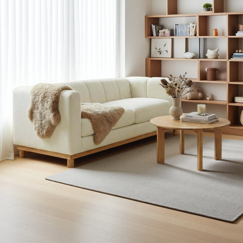 Canapé moderne 78,7 po pour salon, appartement, Beige, Naturel