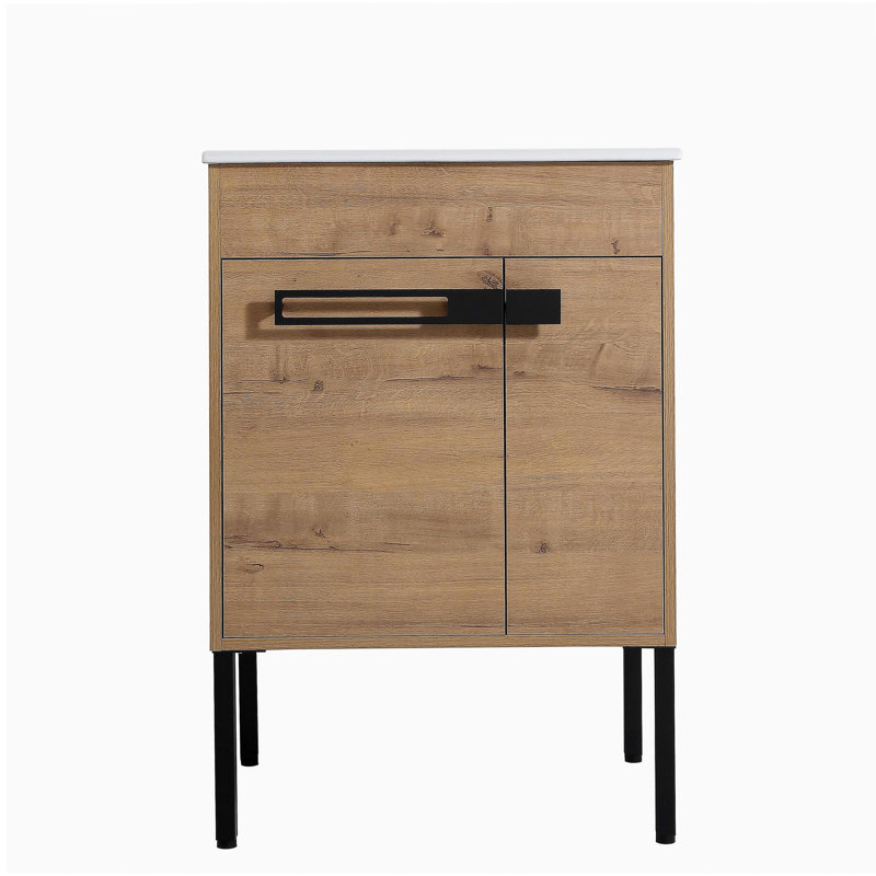 Coiffeuse 24 po avec lavabo, disponible en version sur pied ou suspendue, dimensions 24 * 18