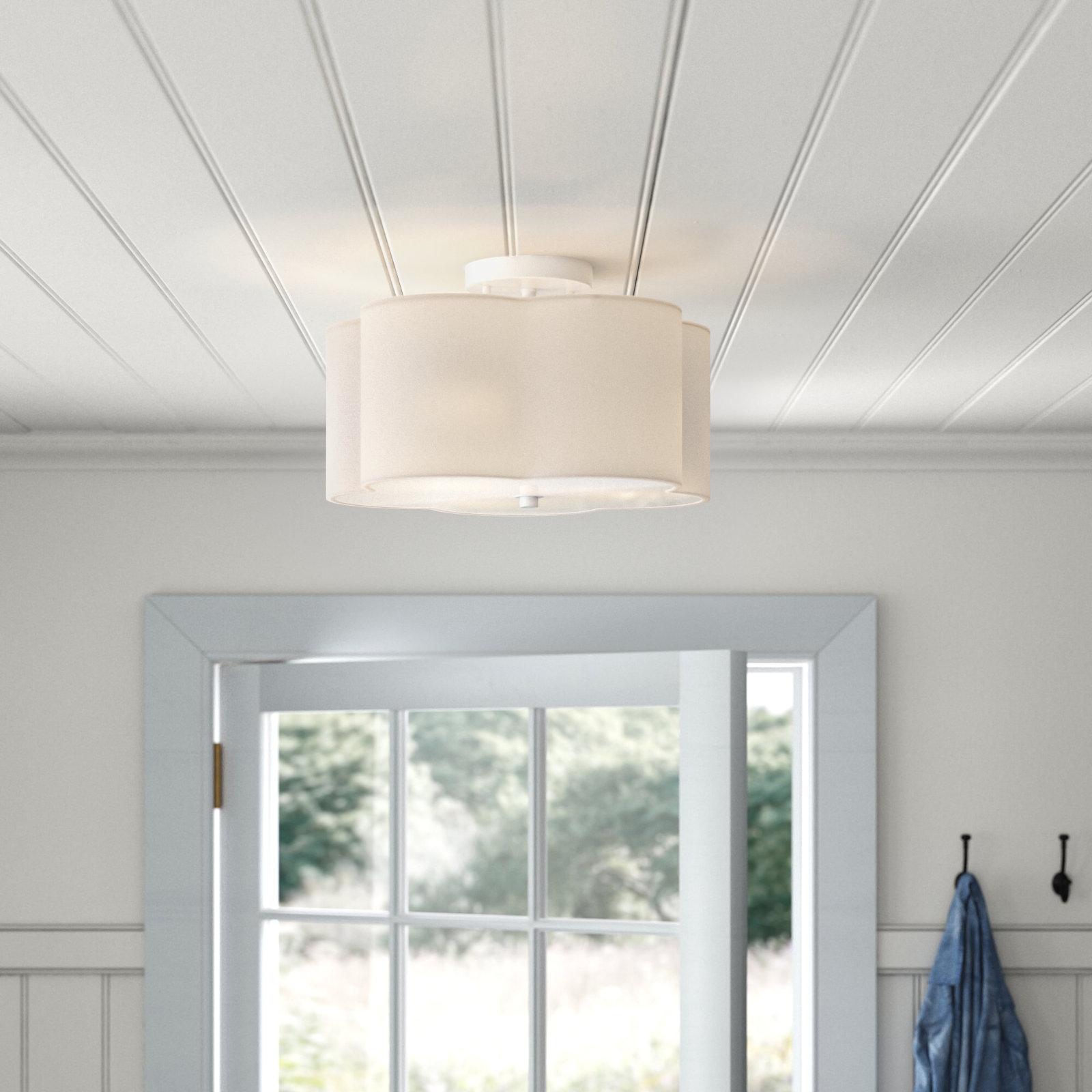 Mamchand 3 Light Fabric Semi Flush Mount