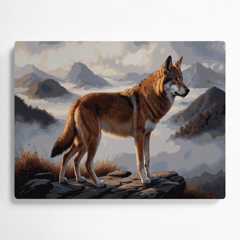 Faune, loup éthiopien, art mural en métal, H 16 po x l 20 po