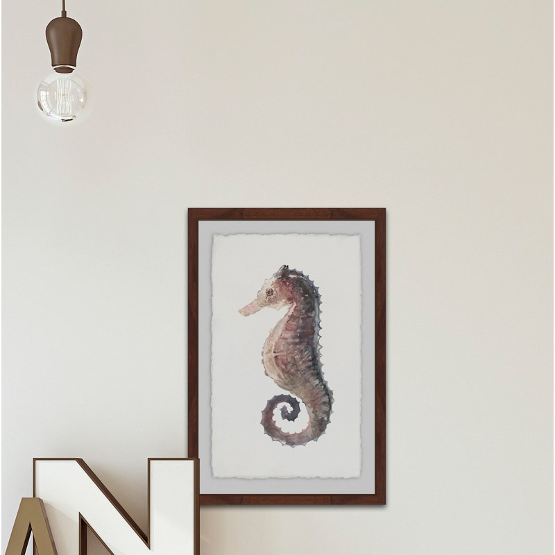 Boell «Stiff Seahorse», reproduction de peinture à l'aquarelle encadrée, H 36 po x l 24 po x P 1,5 po