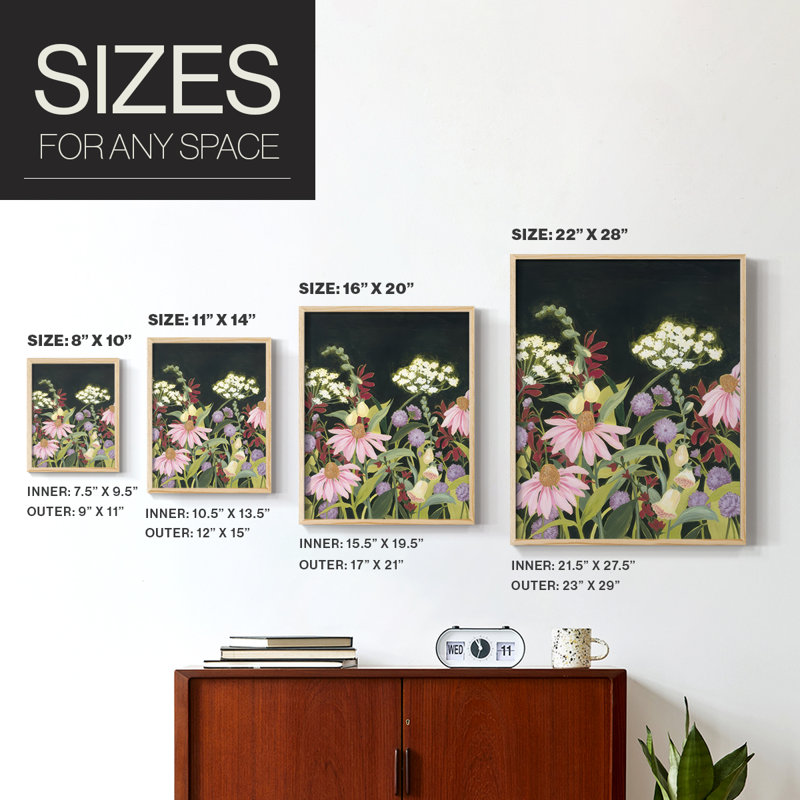Impression encadrée Moonlit Wildflowers II - bois massif, Naturel, H 30 po x l 24 po