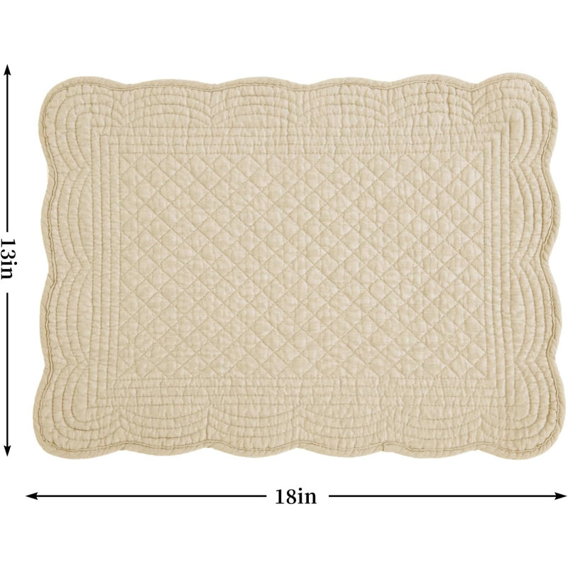 Ensemble de 6 napperons rectangulaires en coton matelassé brun clair
