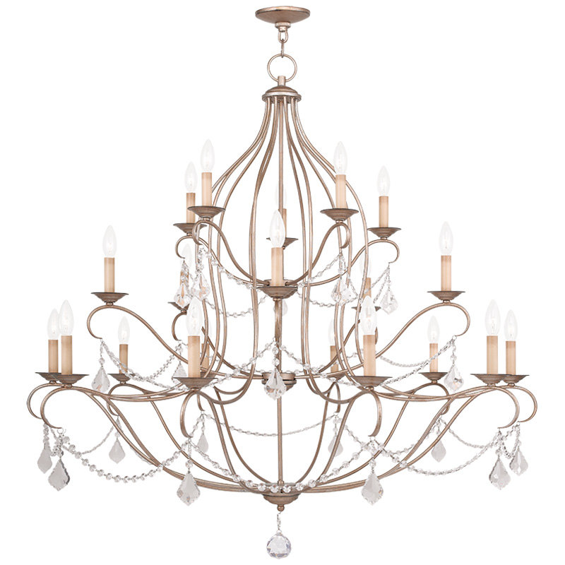 Abdel-Rahman 20 - Light Dimmable Chandelier, Antique Silver Leaf