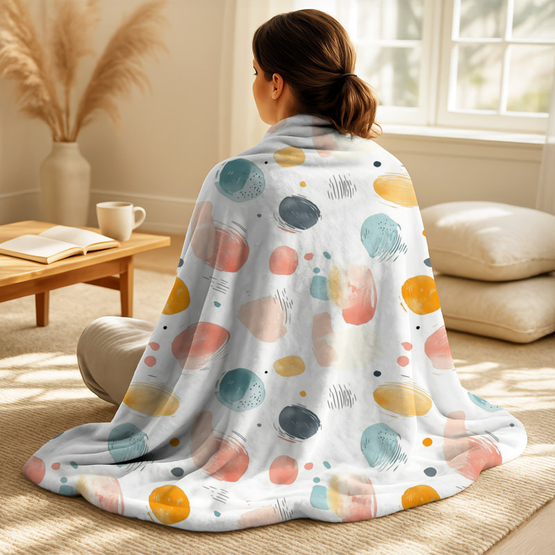 Jeté moelleux pour enfants, jeté en molleton minimaliste, Formes géométriques vertes