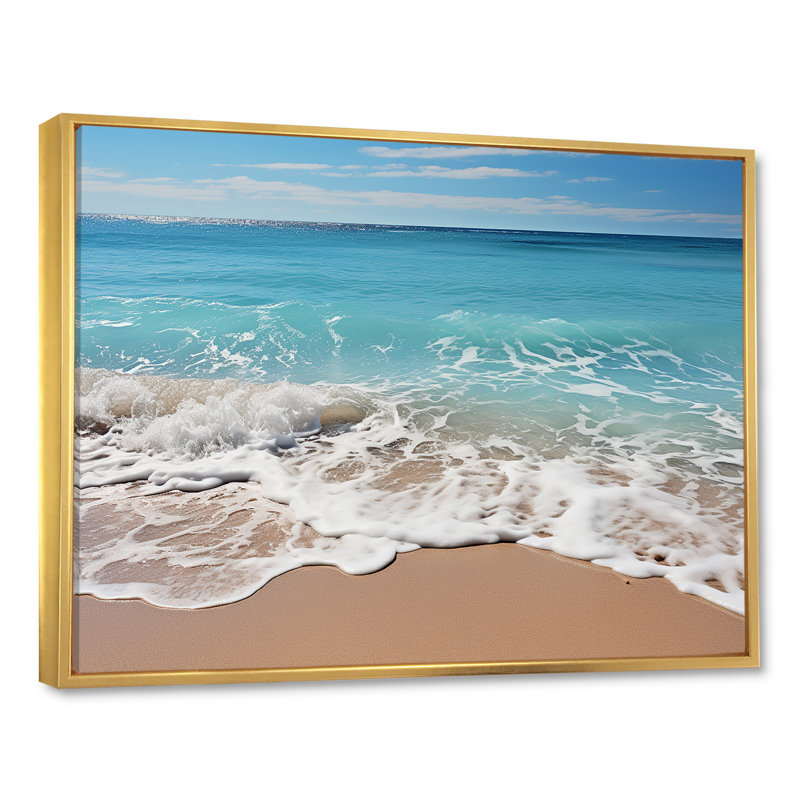 «Shoreline Shadows On Beautiful Beach On», reproduction sur toile, H 12 po x l 20 po x P 1 po, Cadre flottant doré
