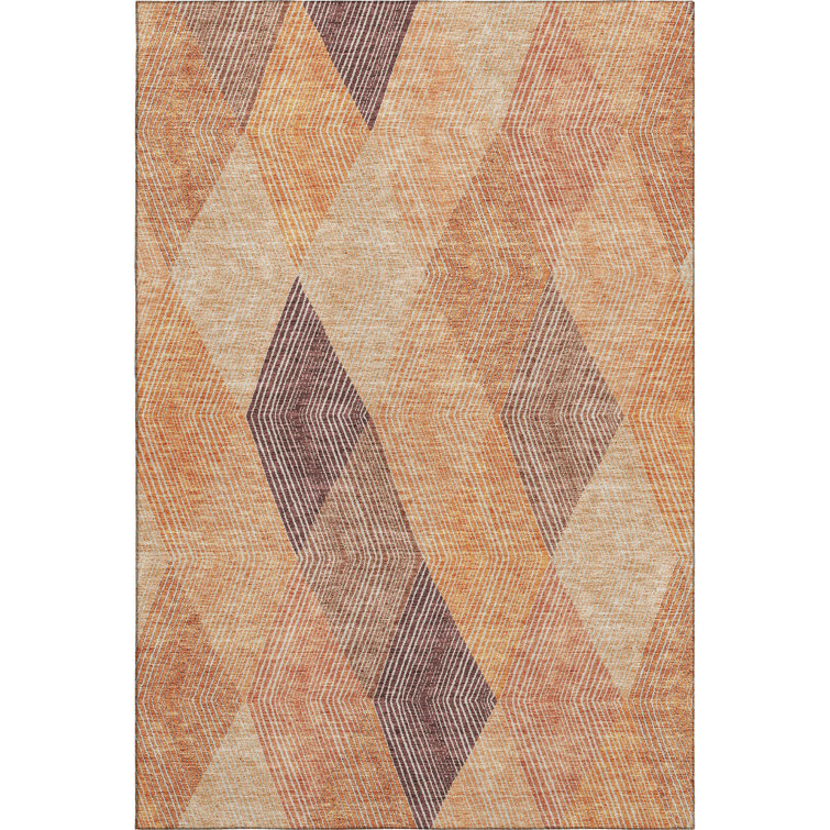 Premium Machine Washable Prisco Orange Rug