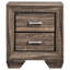 Table de chevet à 2 tiroirs au fini taupe délavé, structure rectangulaire, structure, tiroirs doubles pour le rangement dans la chambre à coucher, 27 pouces de hauteur et 23,5 de largeur avec couleur, fabrication, chambre spacieuse, profondeur de 16,5 po