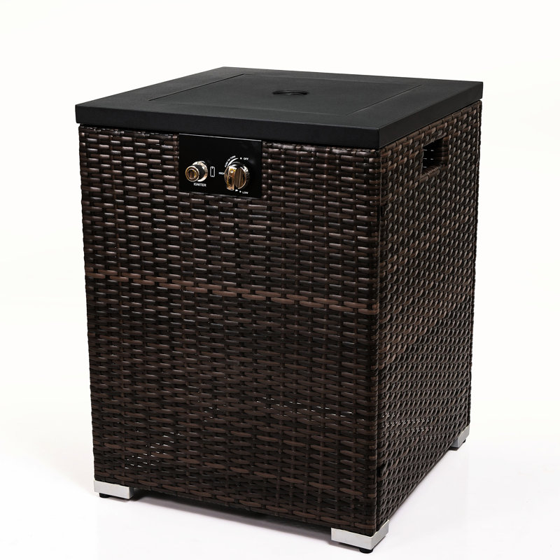 Fireplace With Glass Guard, 40000btu Heat Output, Steel Frame, Rain Cover & Lid Garden Fire Pit Pe , Stainless Burner, Included