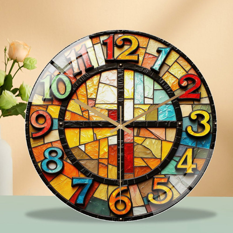 Horloge murale rétro en verre coloré vintage 12 po