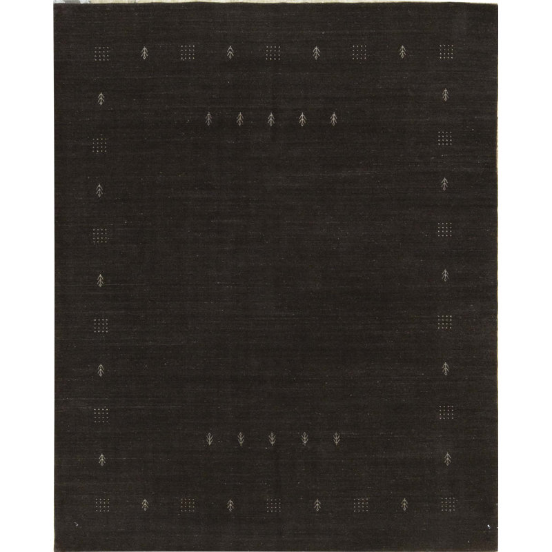 Wool Area Rug in Dark Brown/Ivory