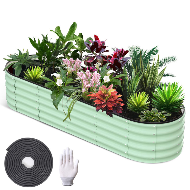 Jardinière 18 po x 96 po x 24 po en acier galvanisé vert, 12" H x 96" W x 24" D