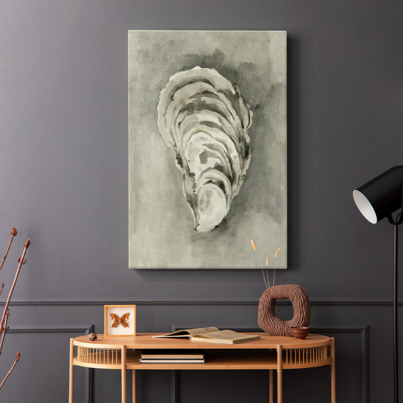 Neutral Oyster Shell II -Gallery Wrapped Cavas, 18" H x 12" W