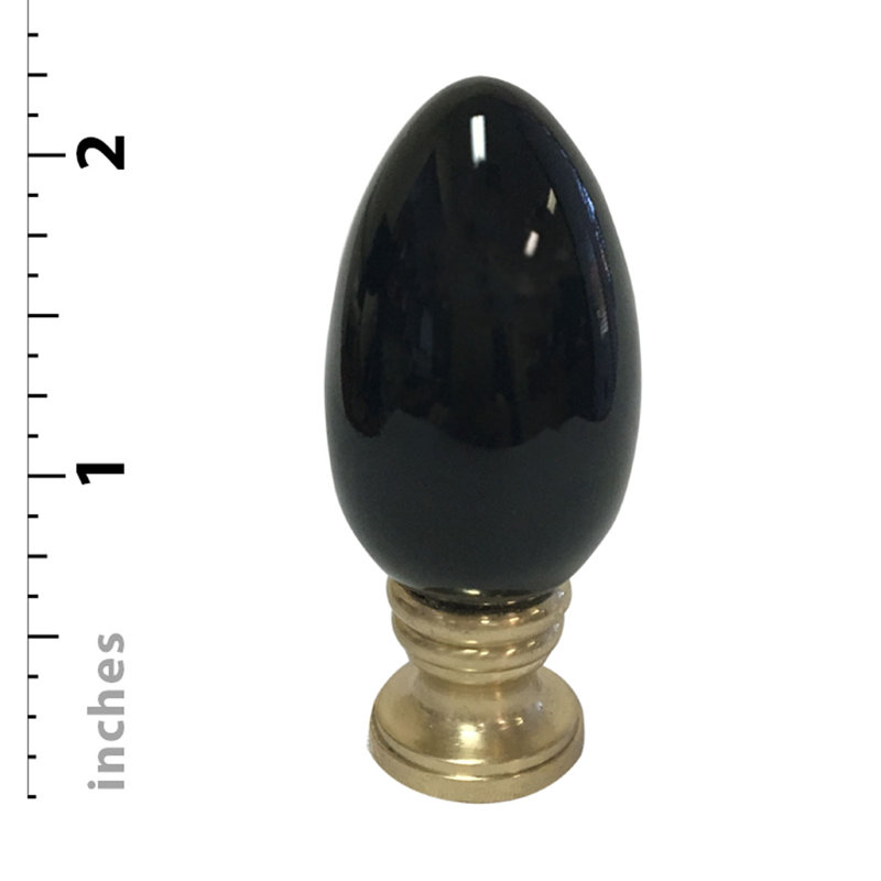Ceramic Egg Shaped Lamp Finial, Black