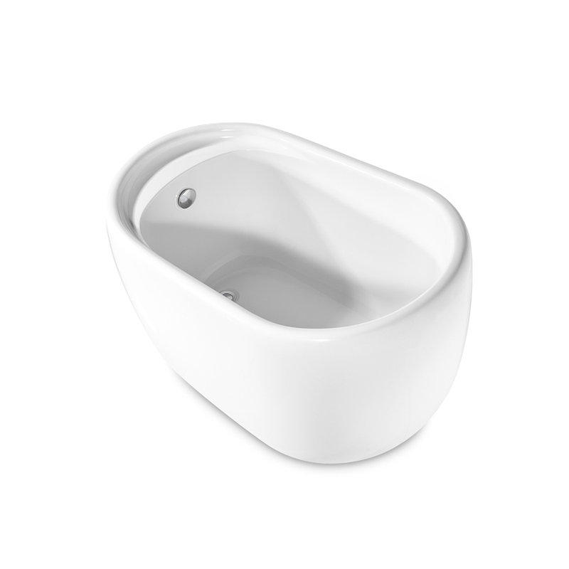 51" Streamline Freestanding Soaking Acrylic Bathtub With Drain and Bamboo Tray, Polished Chrome