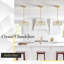 Lustre en cristal doré, lustre semi-encastré moderne 4 lumières