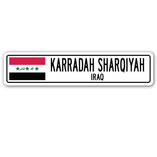 Karradah Sharqiyah, drapeau irakien, plaque de rue en aluminium, H 8 po x l 36 po x P 1 po