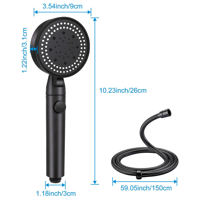 Handheld Shower Head, Matte Black