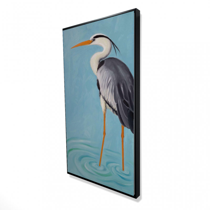 Grey heron - 24"x48" Framed canvas