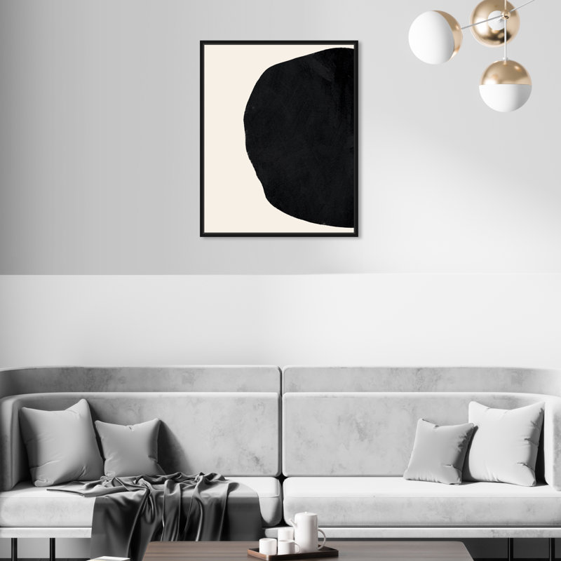 Modern Black Circle On White Background Print by Oliver Gal, 21" H x 18" W, Black Floater Framed